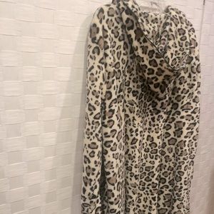 Fuzzy leopard oversized cardigan